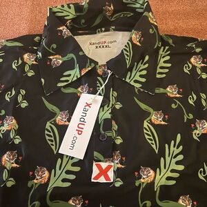 Black and Green Tiger Print Men's Shirt